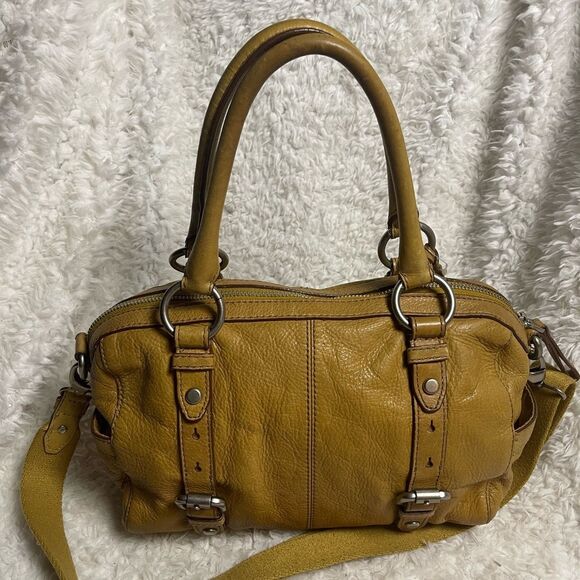 Fossil long live vintage Pebbled Leather Marlow tan Satchel/Shoulder bag . - Picture 5 of 14